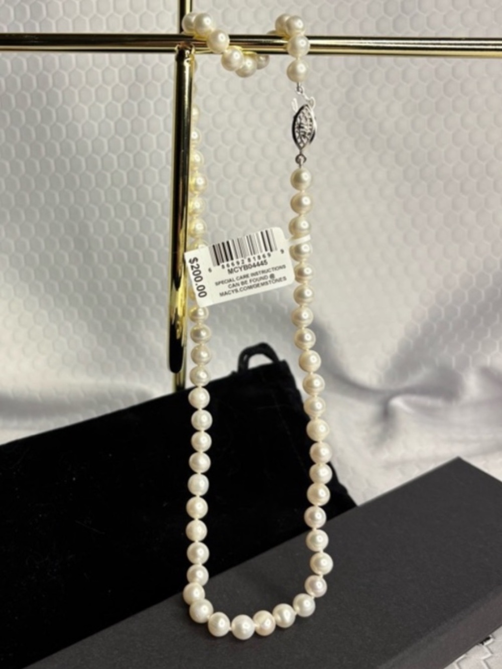 Cultured White Pearl Single-Strand Necklace NWT